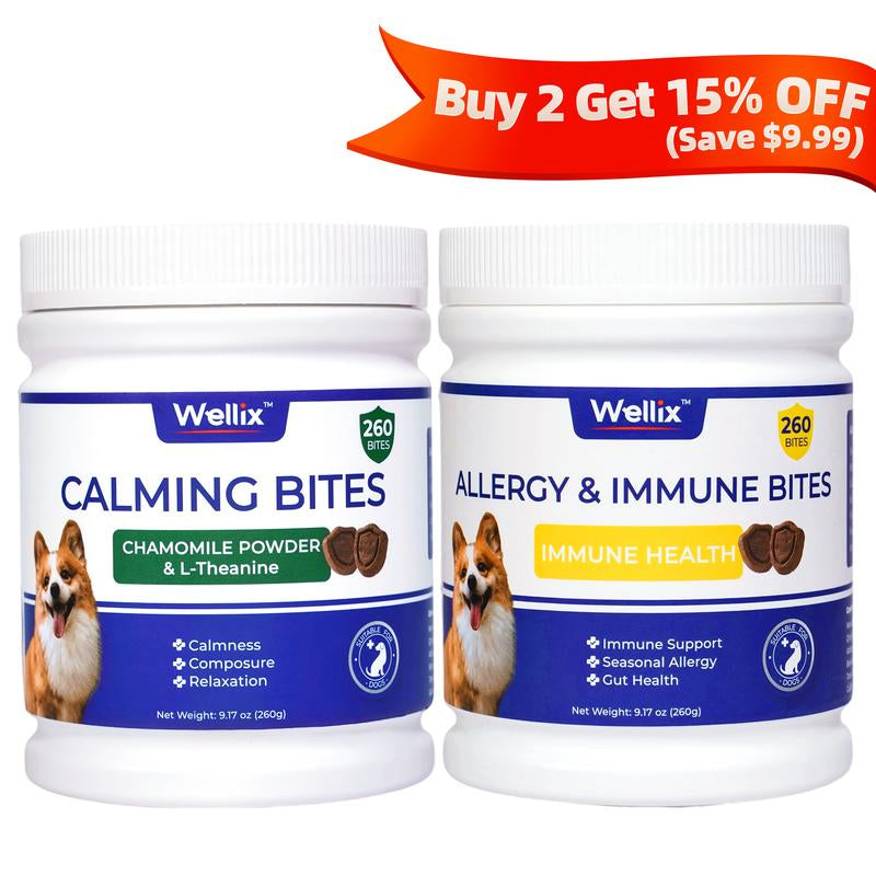 Wellix 260-Count Natural Dog Allergy Relief Chews - Soothing Itchy Skin & Ears with Immune Support