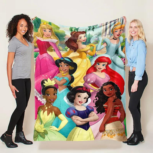 Disney Classic Princess Soft Flannel Blanket - Cozy All-Season Throw for Sofa and Home Decor