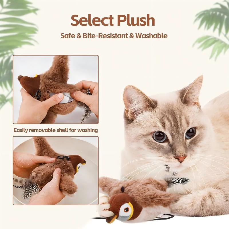 2025 Flapping Bird Cat Toy - Interactive Rechargeable Pet Exercise Toy with Lifelike Chirping Sounds - Perfect Gift for Cats and Puppies!