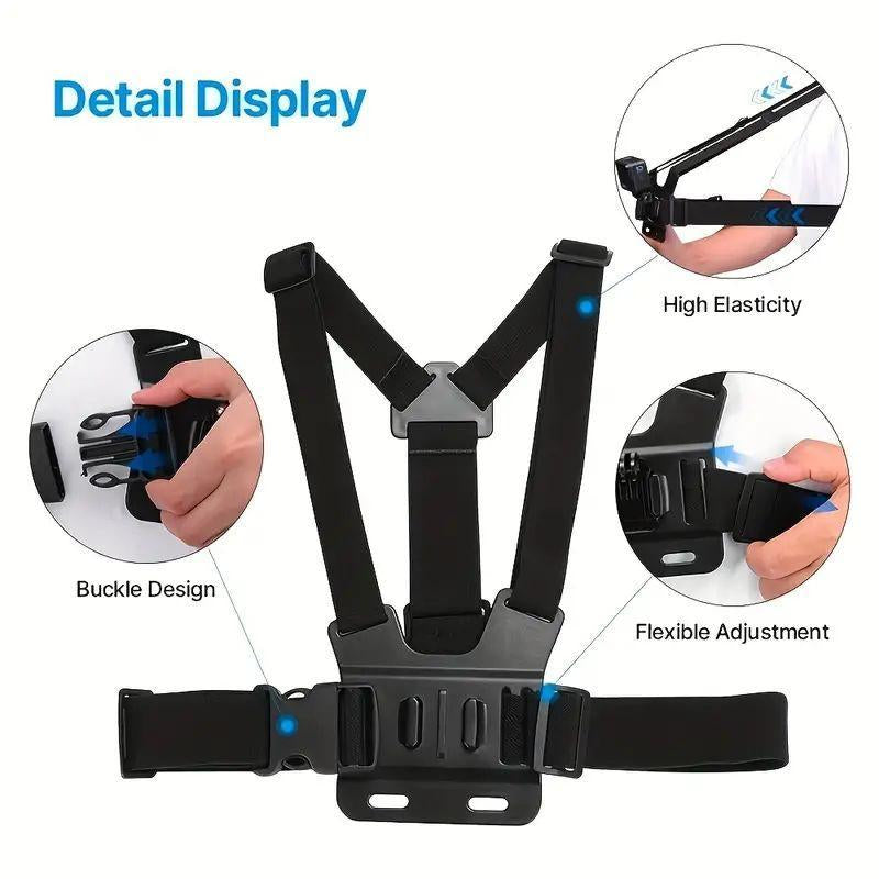 Ultimate Action Camera Strap Set with Phone Clip - Durable Mount for GoPro, Smartphones & Osmo Action - Universal Sports Camera Accessory for Adventure Enthusiasts
