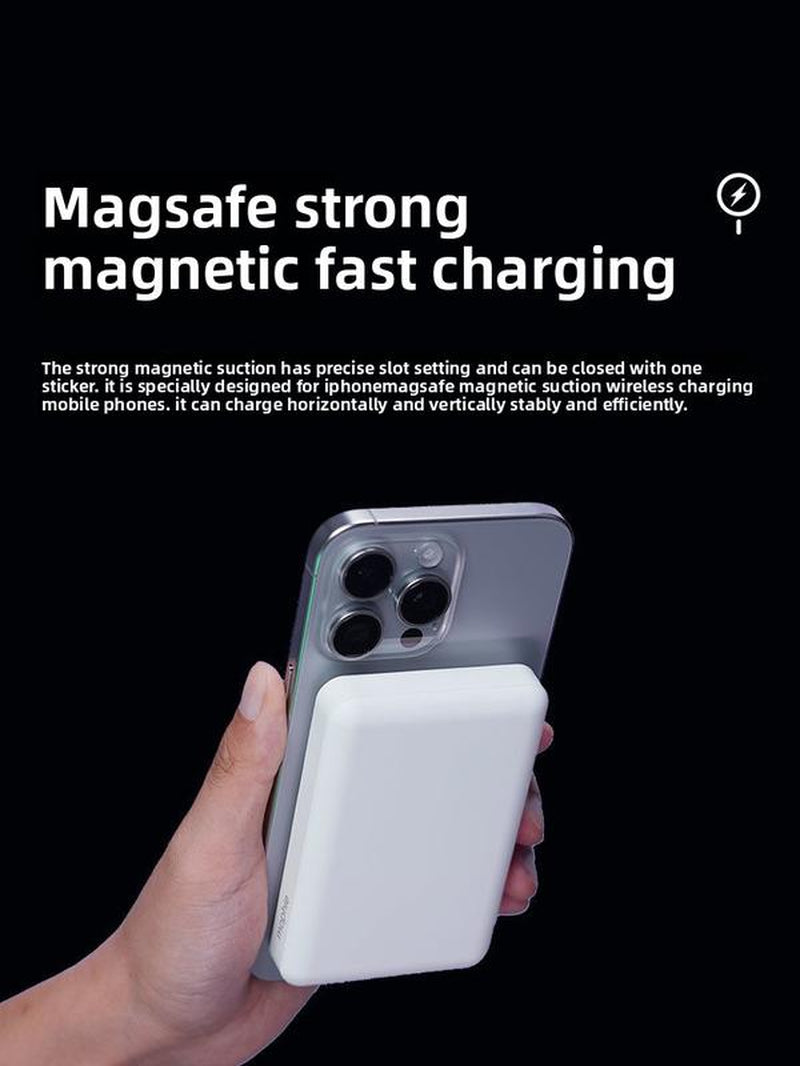 10000mAh 2-in-1 Magnetic Wireless Charger Power Bank for iPhone 16/15/14/13/12/11/Xr/X - Compact & Portable Mobile Charging Solution