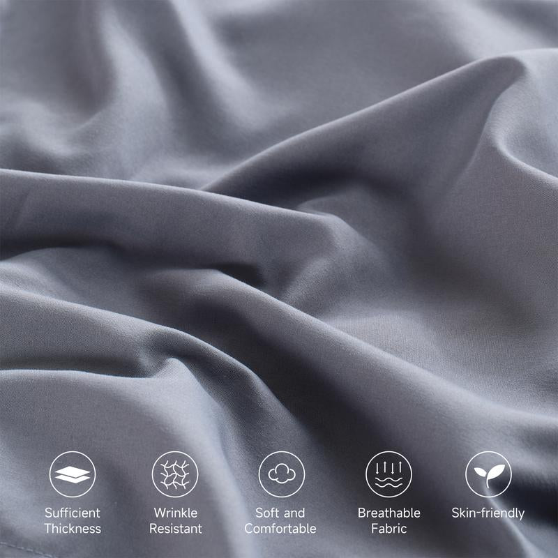 Z-Hom 4-Piece Luxury Queen Bed Sheet Set - Microfiber Paisley & Solid Design with Deep Pockets up to 16 Inches
