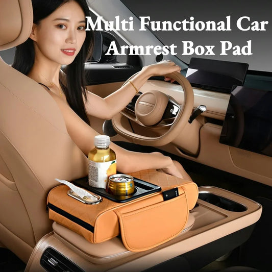 Ultimate Comfort Auto Center Console Armrest Cushion with 2 Cup Holders - All-Season Heightening Pad & Pillow Cover.Ultimate Comfort Auto Center Console Armrest Cushion with 2 Cup Holders - All-Season Heightening Pad & Pillow Cover
