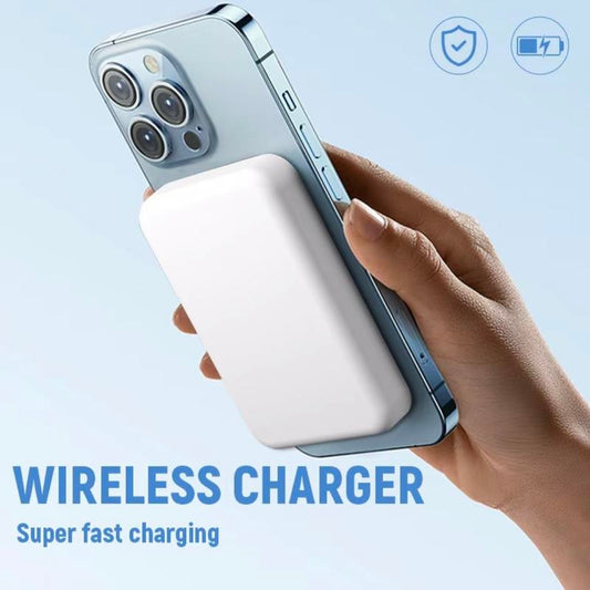 10000mAh 2-in-1 Magnetic Wireless Charger Power Bank for iPhone 16/15/14/13/12/11/Xr/X - Compact & Portable Mobile Charging Solution