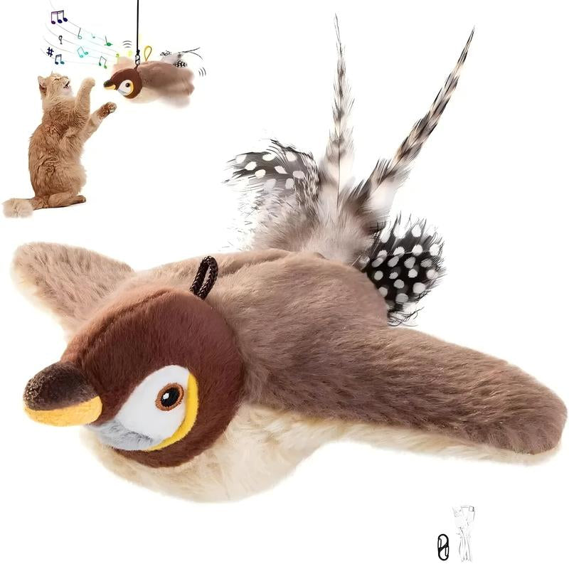 2025 Flapping Bird Cat Toy - Interactive Rechargeable Pet Exercise Toy with Lifelike Chirping Sounds - Perfect Gift for Cats and Puppies!