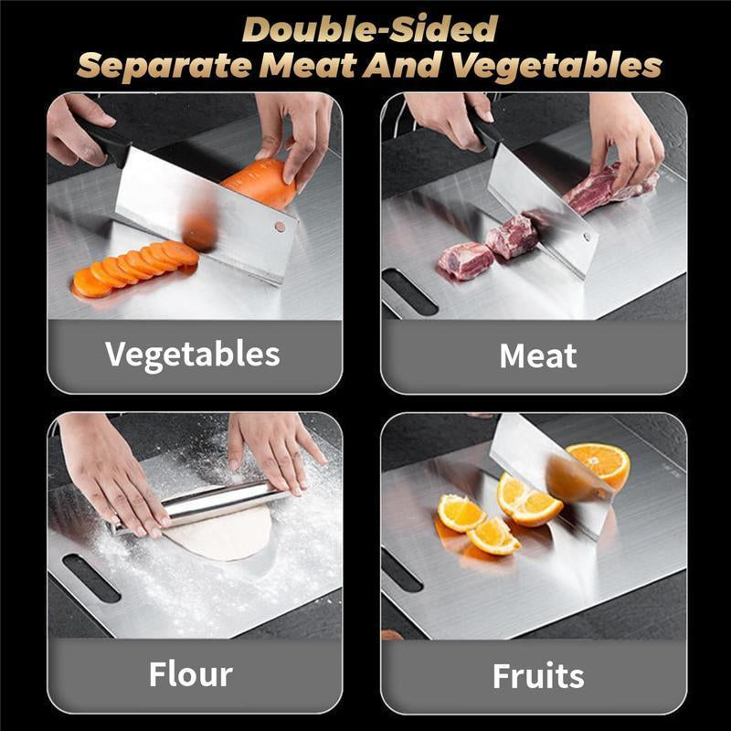 Premium Double-Sided Stainless Steel Cutting Board - Non-Stick, Durable Kitchen Essential for Meat, Fruits & Vegetables