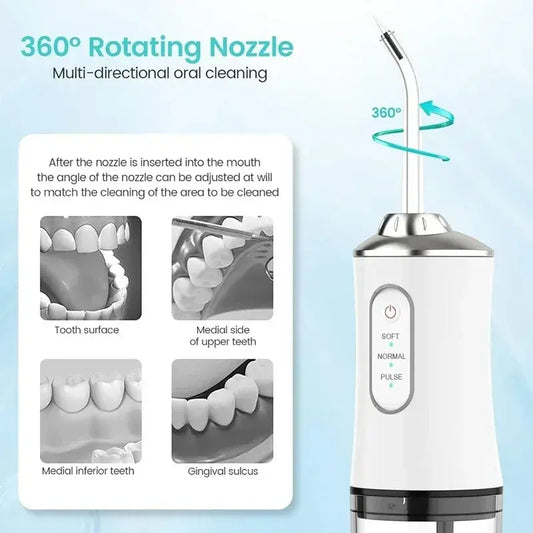 Ultrasonic Oral Irrigator | Professional IPX7 Waterproof Water Flosser. Deep Cleanse Water Flosser