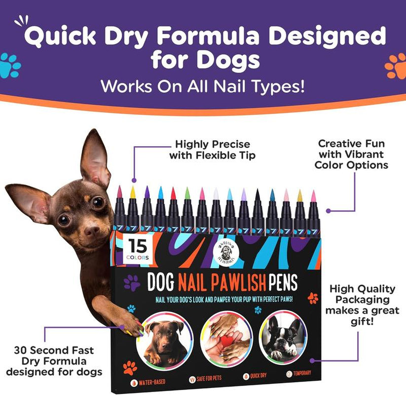 Quick Dry Dog Nail Polish Pens - Easy Application Pet Nail Polish for Dogs & Cats, Perfect Puppy Accessory Set