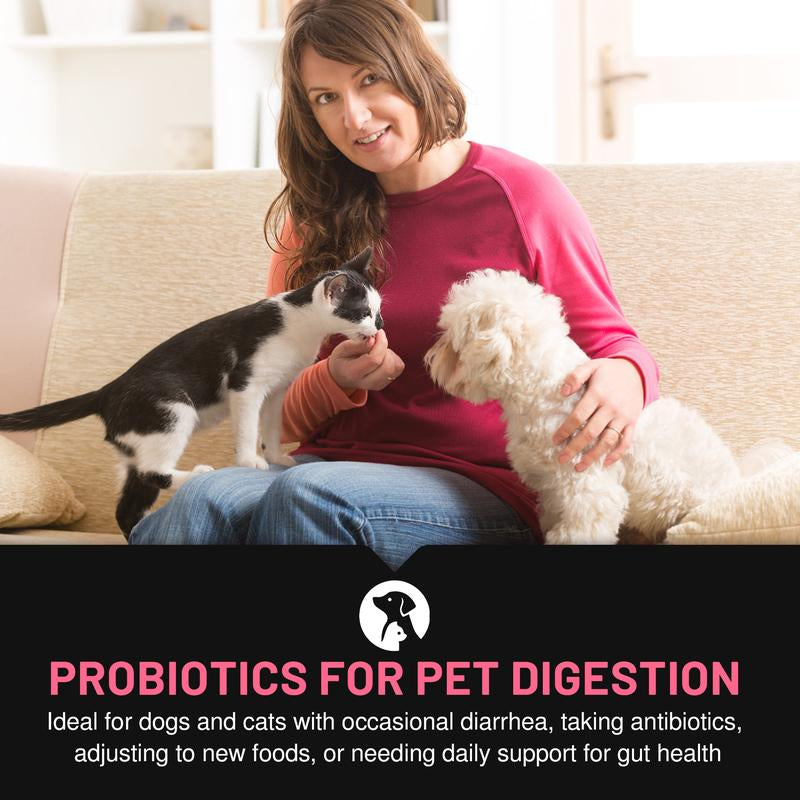 Probiotics for Dogs & Cats - 30 Chicken-Flavored Sachets for Digestive Relief with Prebiotics, Fiber & Enzymes - Boosts Gut & Immune Health!