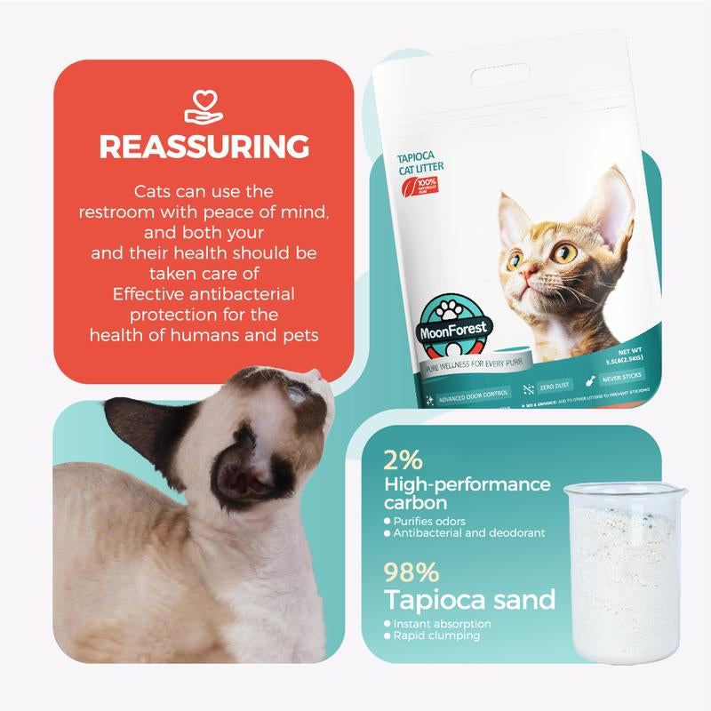 Premium 5.5Lb Tapioca Cat Litter - Flushable, Odor Control, Quick Clumping, Low Dust, Perfect for Smart Litter Boxes