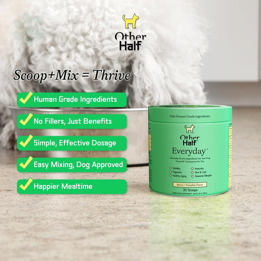 Other Half Everyday Clean Dog Multivitamin - 45 Essential Ingredients for Optimal Health | 30 Convenient Scoops