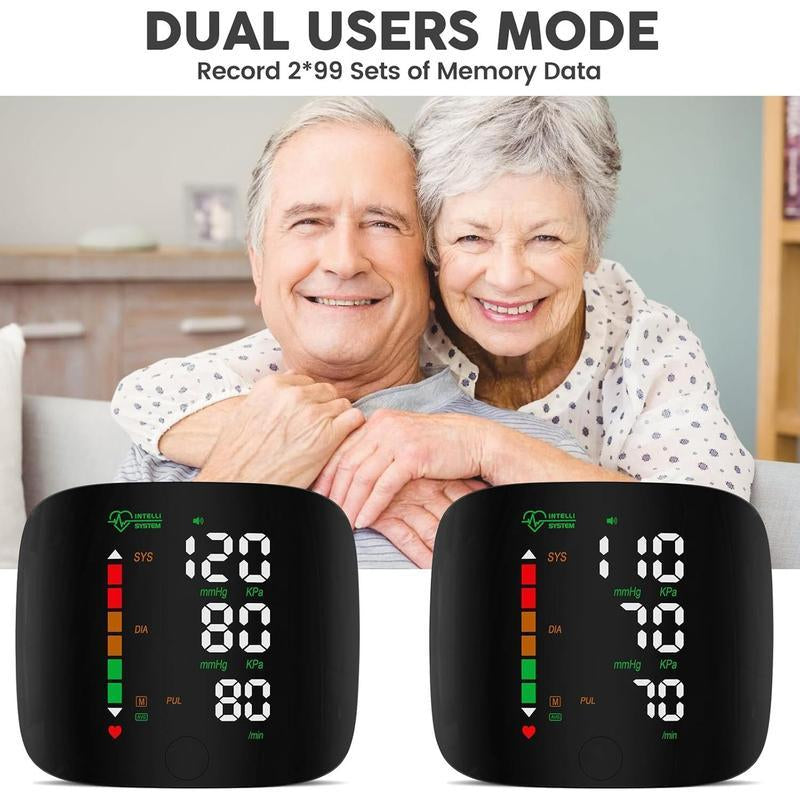 Portable Touch Screen Wrist Blood Pressure Monitor with LED Display, 99X2 Memory Readings & Carrying Case - Adjustable Healthcare Kit in Black