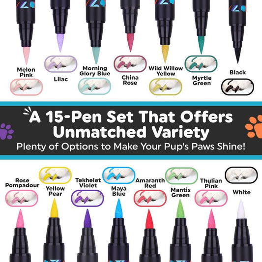 Quick Dry Dog Nail Polish Pens - Easy Application Pet Nail Polish for Dogs & Cats, Perfect Puppy Accessory Set