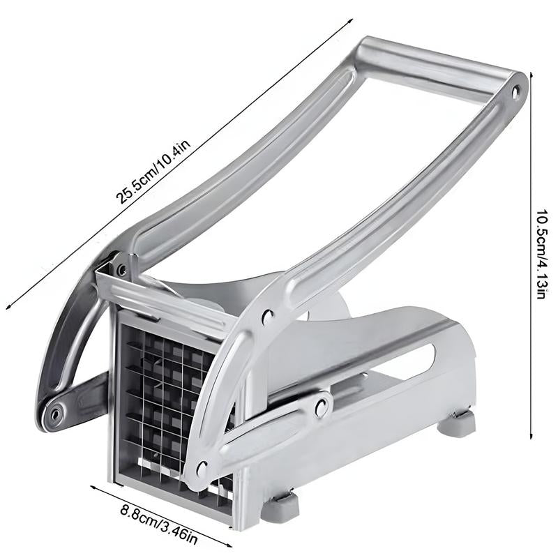 Premium Stainless Steel French Fry Cutter with 2 Blades - Perfect for Homemade Fries & Kitchen Use - Non-Slip Suction Feet Included
