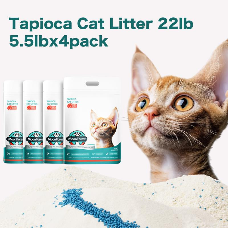 Premium 5.5Lb Tapioca Cat Litter - Flushable, Odor Control, Quick Clumping, Low Dust, Perfect for Smart Litter Boxes