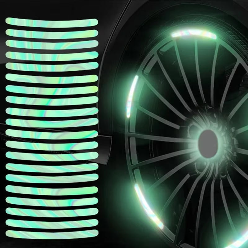 20pcs Luminous Reflective Wheel Hub Stickers - Enhance Night Visibility for Cars, Bikes & .20pcs Luminous Reflective Wheel Hub Stickers - Enhance Night Visibility for Cars, Bikes & Motorcycles