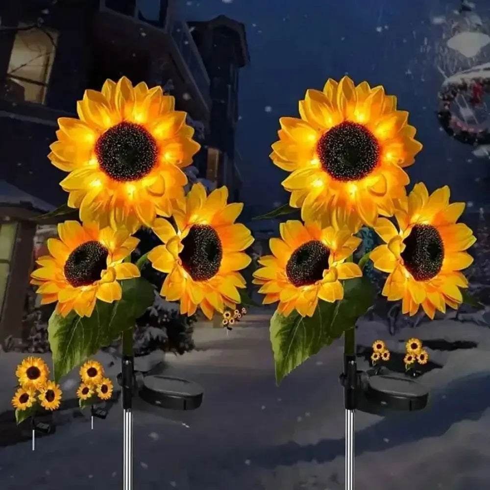 1Pc Sunflower Solar Lights Outdoor Decor with 3 Led Sunflower Yellow Flower Lights Decorative Waterproof for Garden Decoration