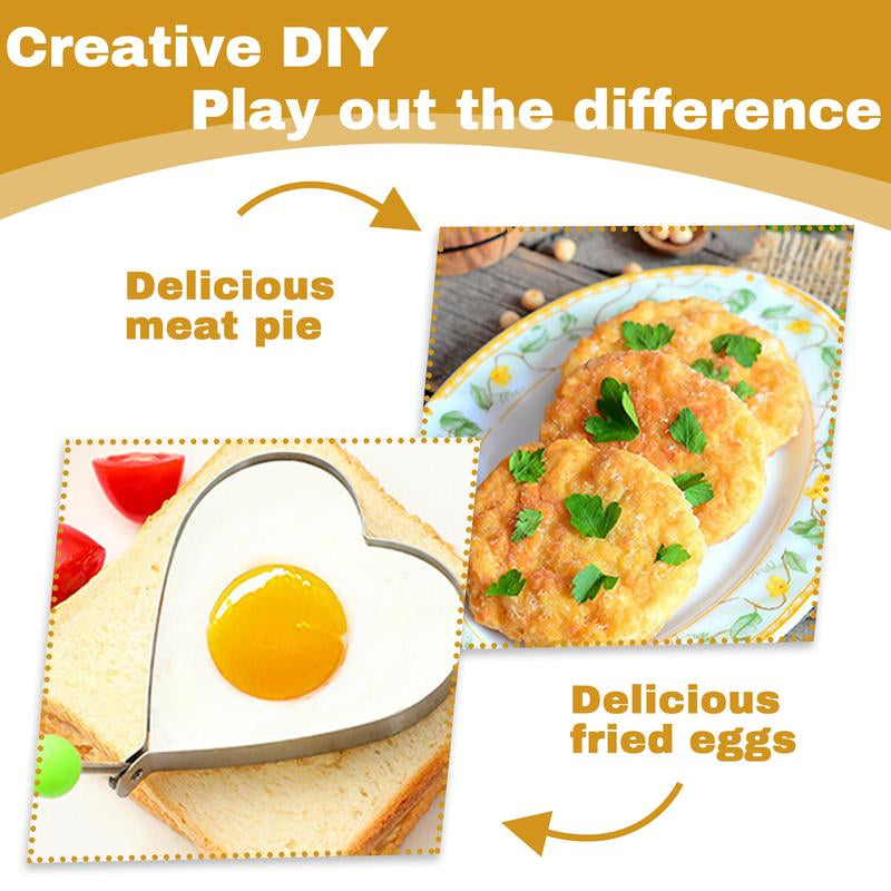 5-Piece Non-Stick Fried Egg Ring Molds Set - Perfect for Shaped Eggs on Griddle Pan