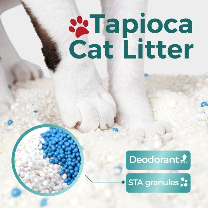 Premium 5.5Lb Tapioca Cat Litter - Flushable, Odor Control, Quick Clumping, Low Dust, Perfect for Smart Litter Boxes