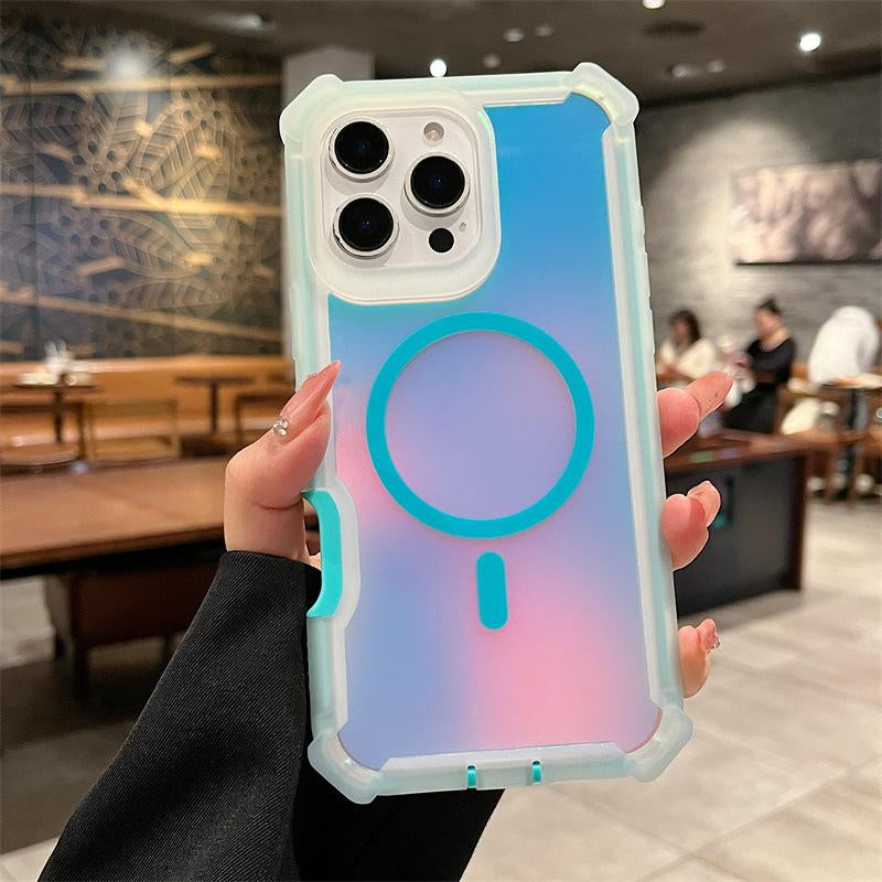 Luxury MagSafe Laser Armor Phone Case for iPhone 16/15/14/13 Pro Max - Dual Layer Protection, Wireless Charging, and Shockproof Design.Luxury MagSafe Laser Armor Phone Case for iPhone 16/15/14/13 Pro Max - Dual Layer Protection, Wireless Charging, and Shockproof Design