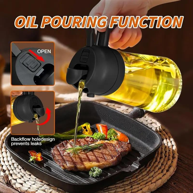 GJ 16Oz Oil Dispenser Bottle - 2-in-1 Olive Oil Sprayer & Dispenser for Cooking, Salad & Barbecue - Stylish Multicolor Kitchenware