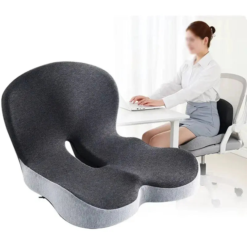 All-in-One Memory Foam Seat & Back Cushion | Ergonomic Lumbar Support for Office & Car The Pain Relief Focus