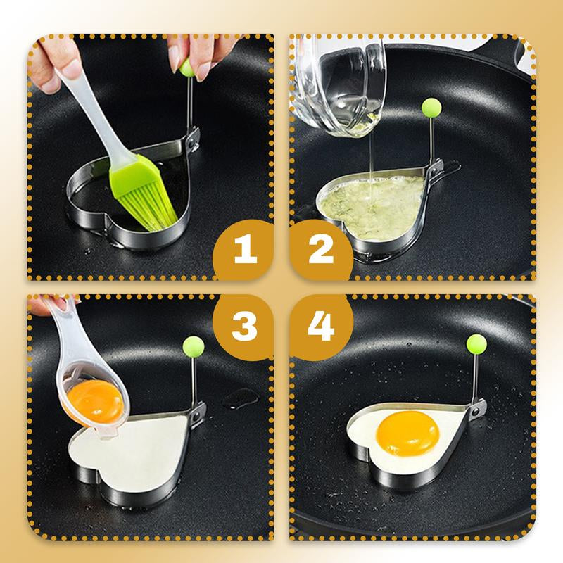 5-Piece Non-Stick Fried Egg Ring Molds Set - Perfect for Shaped Eggs on Griddle Pan