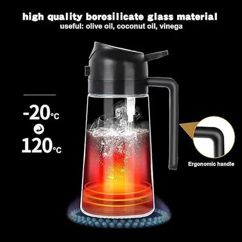 GJ 16Oz Oil Dispenser Bottle - 2-in-1 Olive Oil Sprayer & Dispenser for Cooking, Salad & Barbecue - Stylish Multicolor Kitchenware