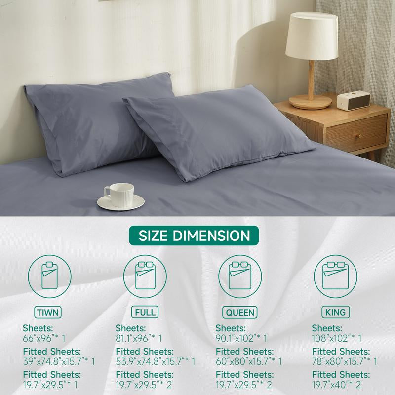 Z-Hom 4-Piece Luxury Queen Bed Sheet Set - Microfiber Paisley & Solid Design with Deep Pockets up to 16 Inches
