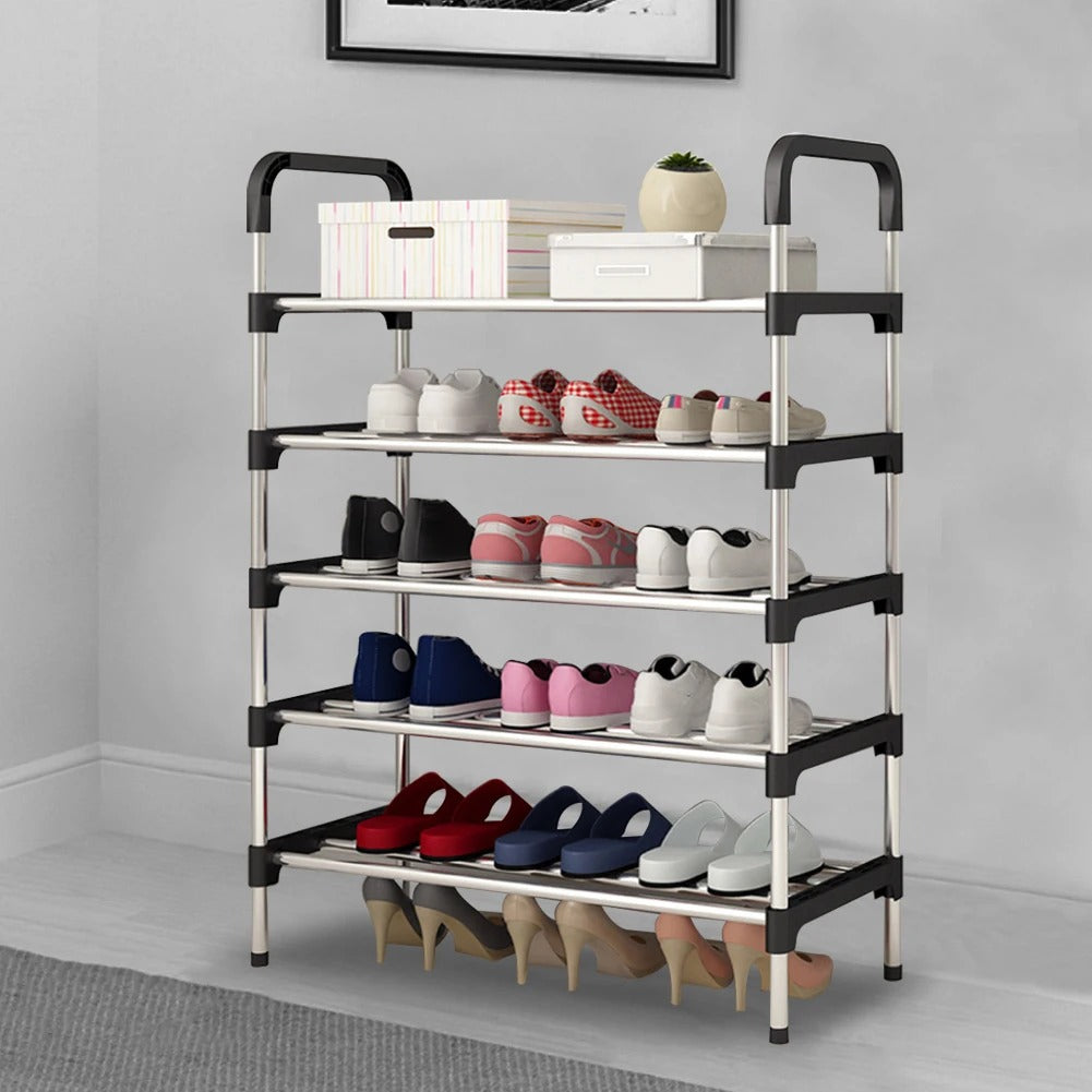 Tier Stackable Shoe Rack Organizer | Stainless Steel Space-Saving Shoe Shelf for Entryway & Closet