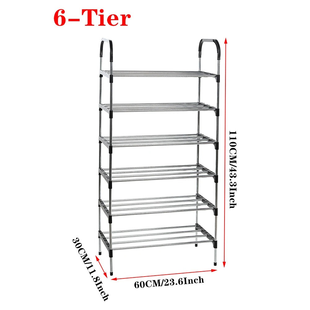 Tier Stackable Shoe Rack Organizer | Stainless Steel Space-Saving Shoe Shelf for Entryway & Closet