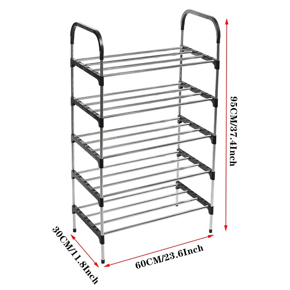 Tier Stackable Shoe Rack Organizer | Stainless Steel Space-Saving Shoe Shelf for Entryway & Closet